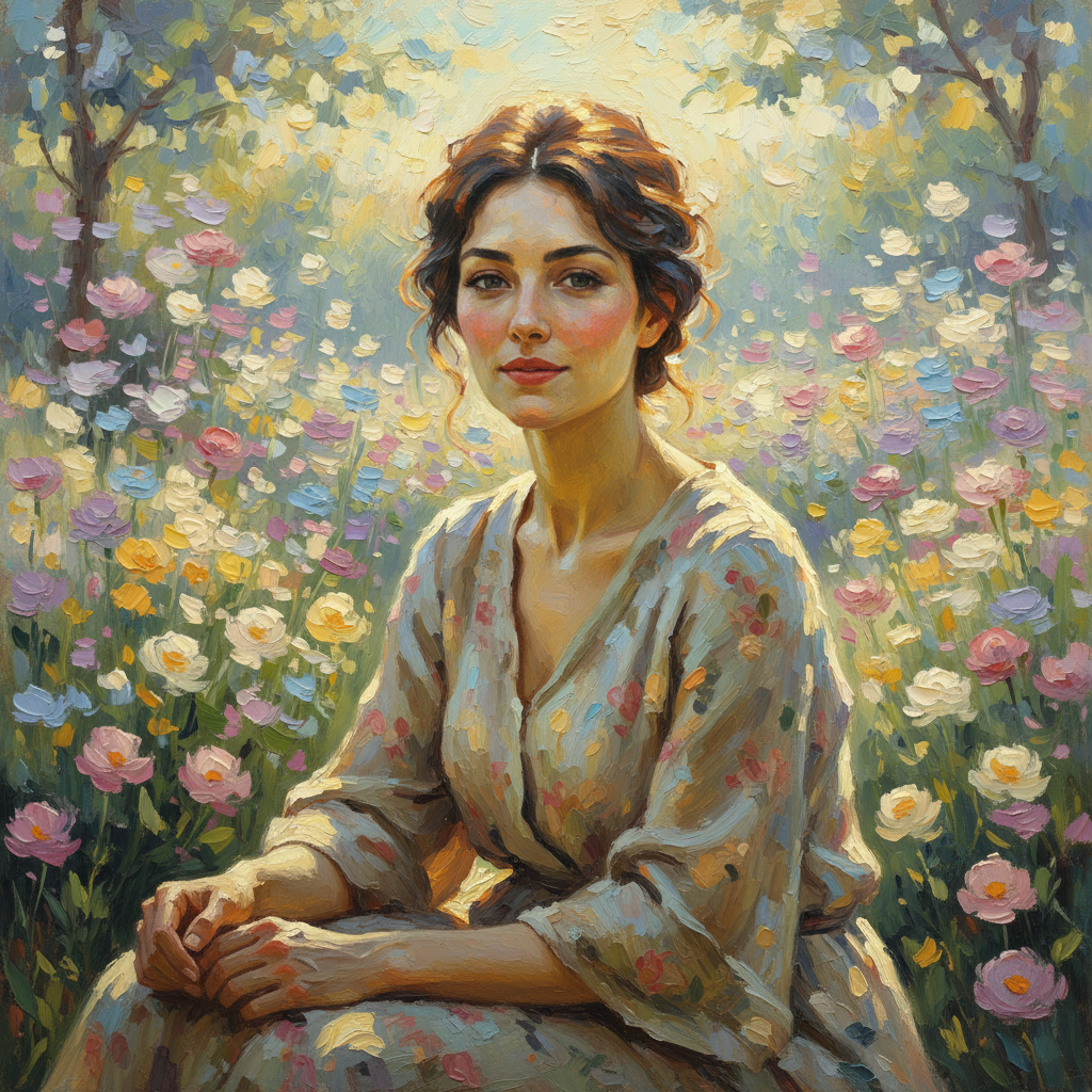 Impressionist Sun-Drenched Garden AI Artist Trend AI portrait