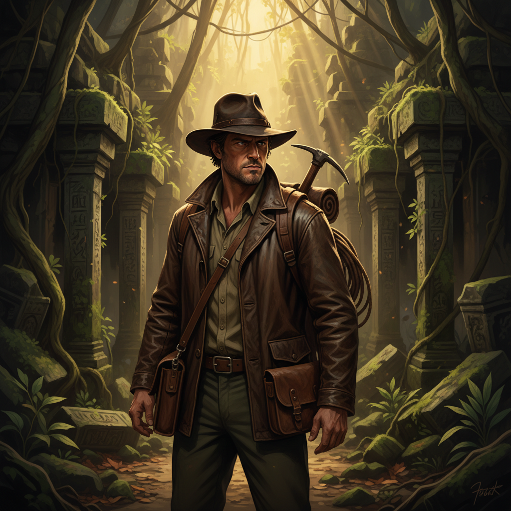 Indiana Jones Jungle Adventure AI Portrait AI portrait example — Cinematic & Movie Poster
