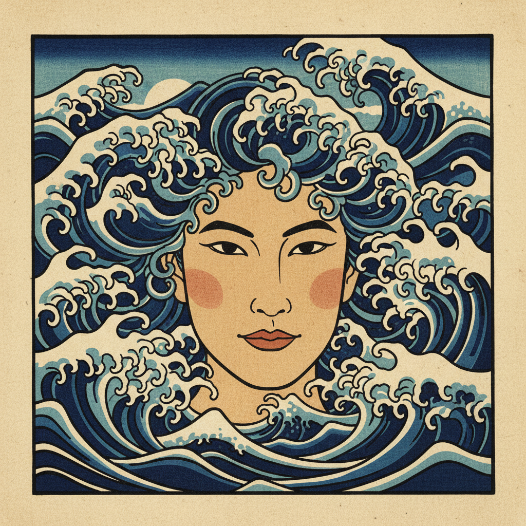 Japanese Ukiyo-e Great Wave AI Portrait AI portrait
