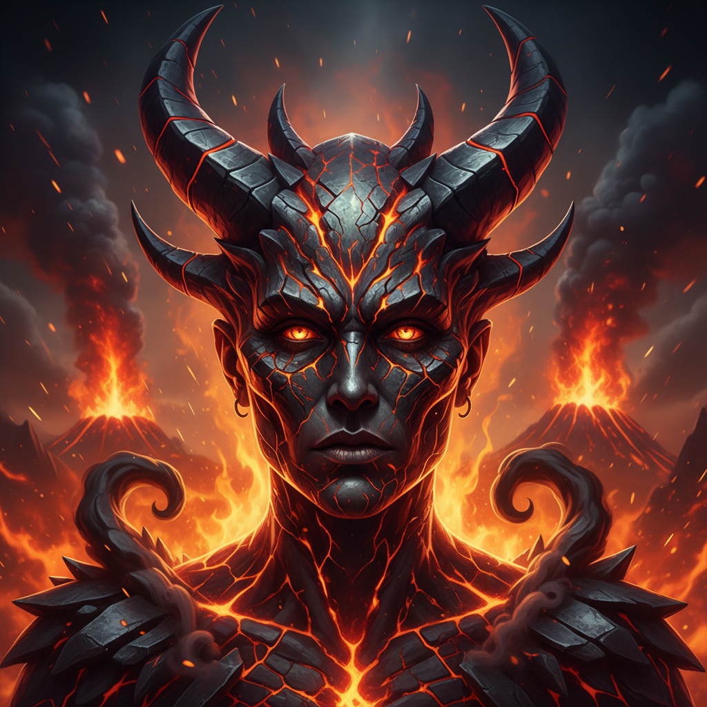 Lava Demon Volcanic Sovereign AI Filter AI portrait example — Fantasy & Cosplay