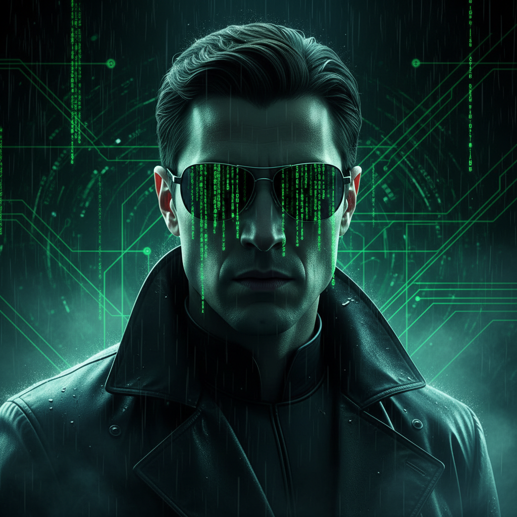 The Matrix Green Code Hacker AI Portrait AI portrait example — Cinematic & Movie Poster