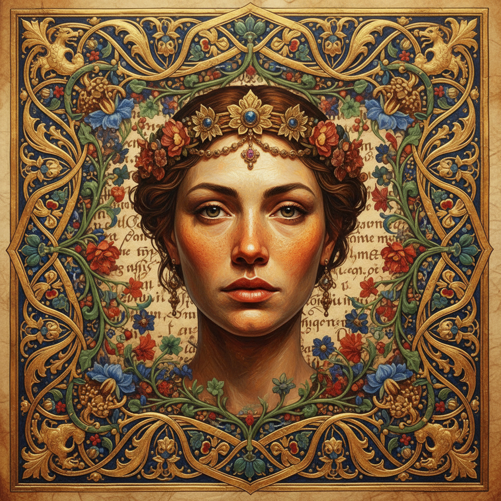 Medieval Illuminated Manuscript AI Portrait AI portrait example — Fine Art & Painting