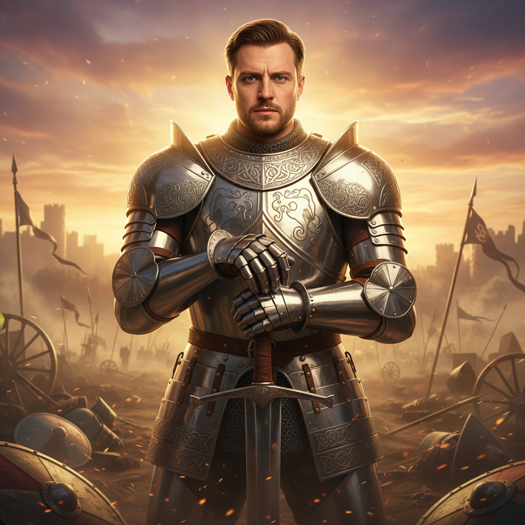Medieval Knight Golden Hour AI Trend AI portrait example — Fantasy & Cosplay