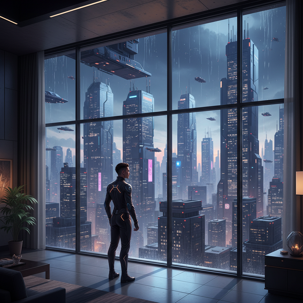 Megacity Highrise Penthouse AI Future Trend AI portrait example — Cyberpunk & Future