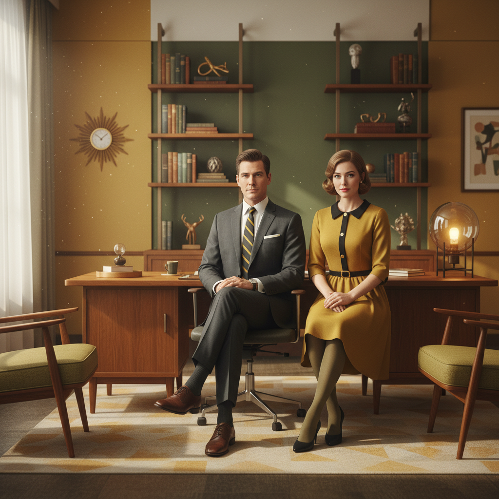 Mid-Century Modern 1960s Lifestyle AI Art AI portrait example — Vintage & Retro