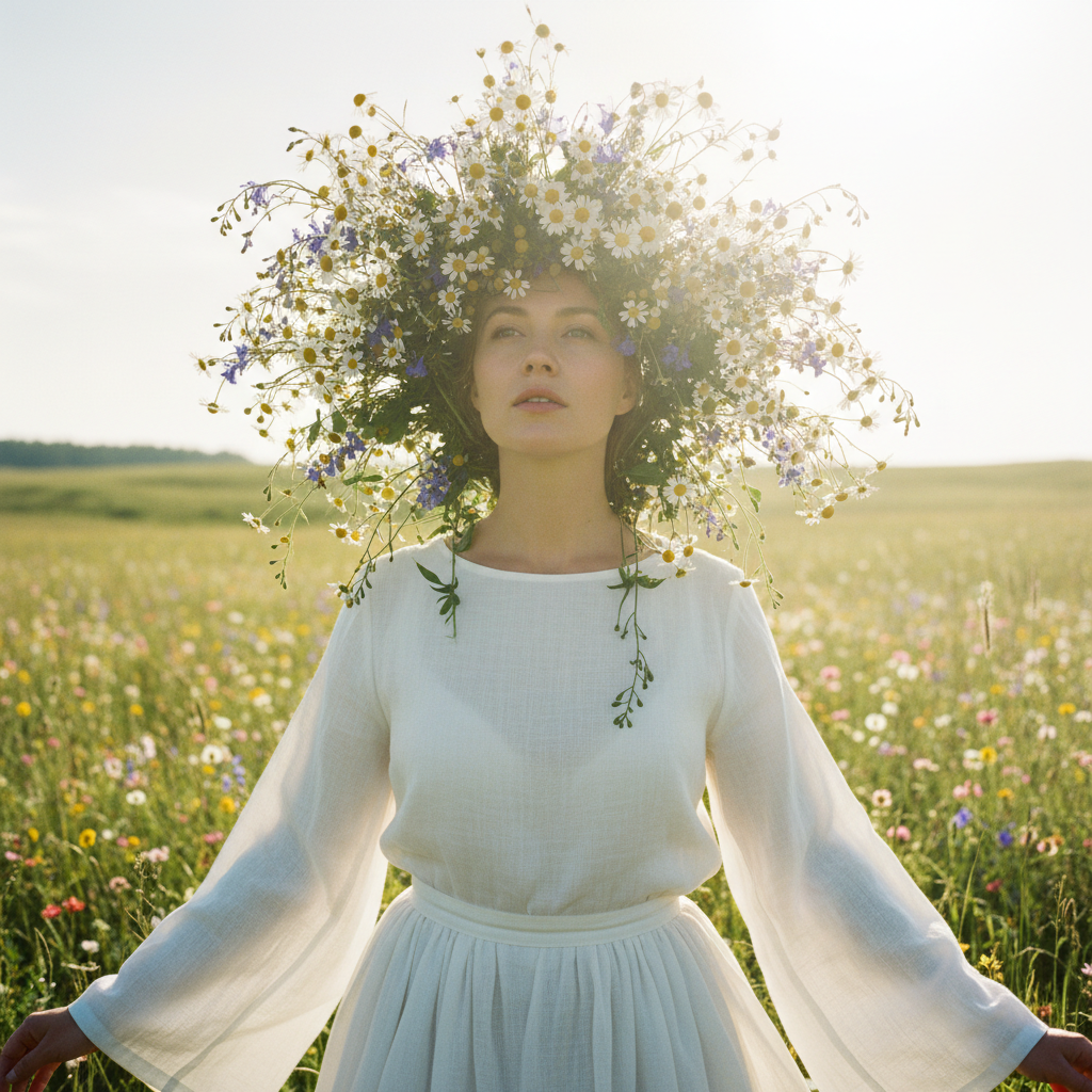 Midsommar Floral Horror Folk AI Trend AI portrait example — Cinematic & Movie Poster