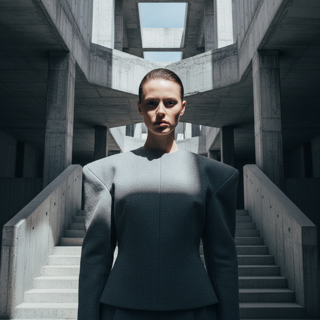 Modern Brutalist Architecture Fashion AI AI portrait example — Fashion & Editorial
