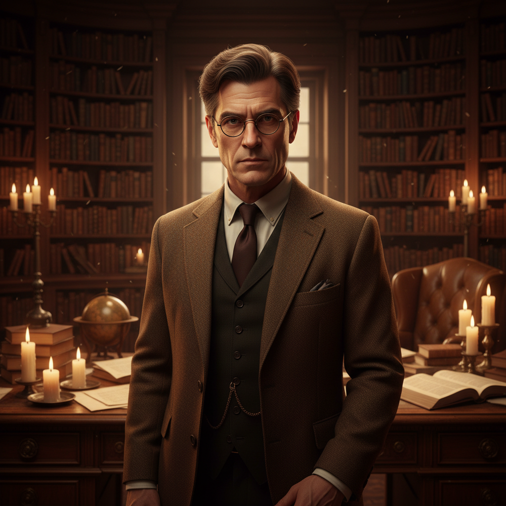 Moody Dark Academia Professor AI Trend AI portrait example — Professional Headshots