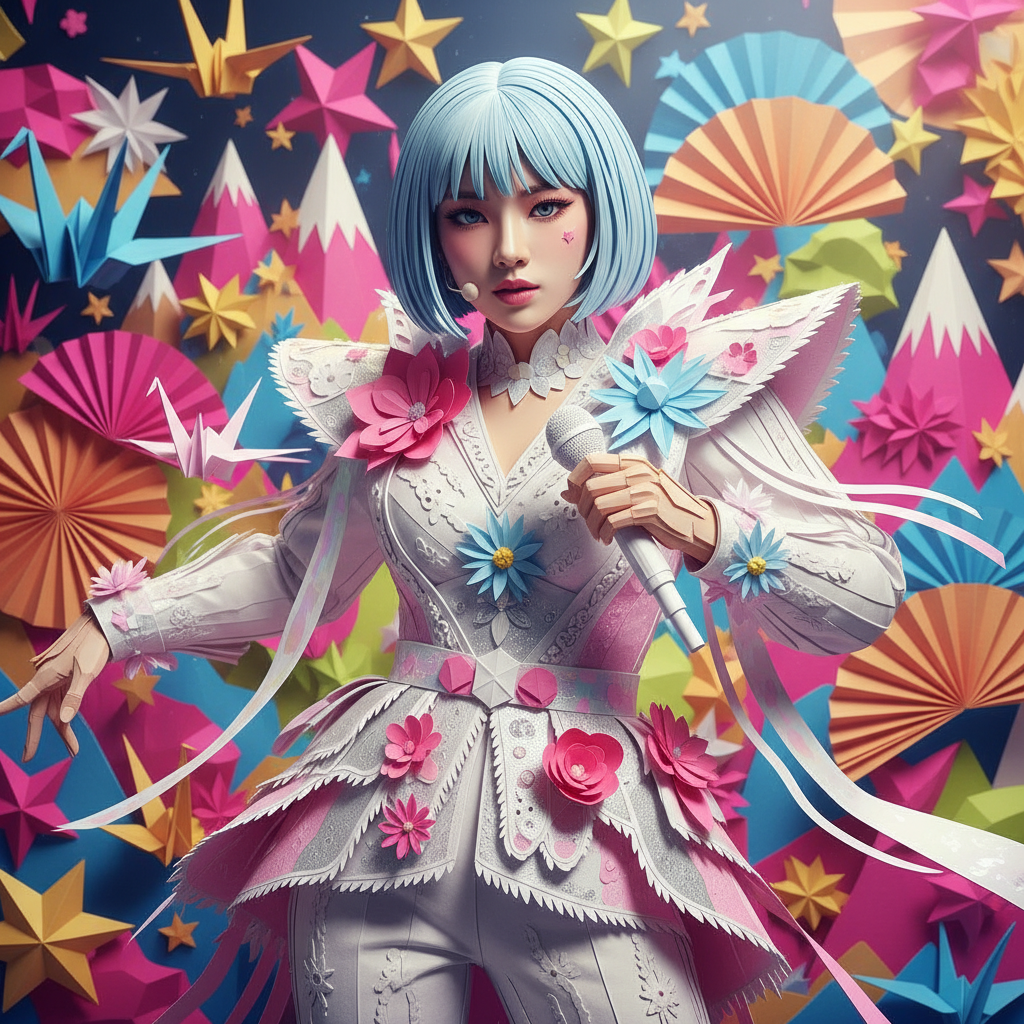 Whimsical Papercraft K-Pop World AI AI portrait — K-Pop & Idol
