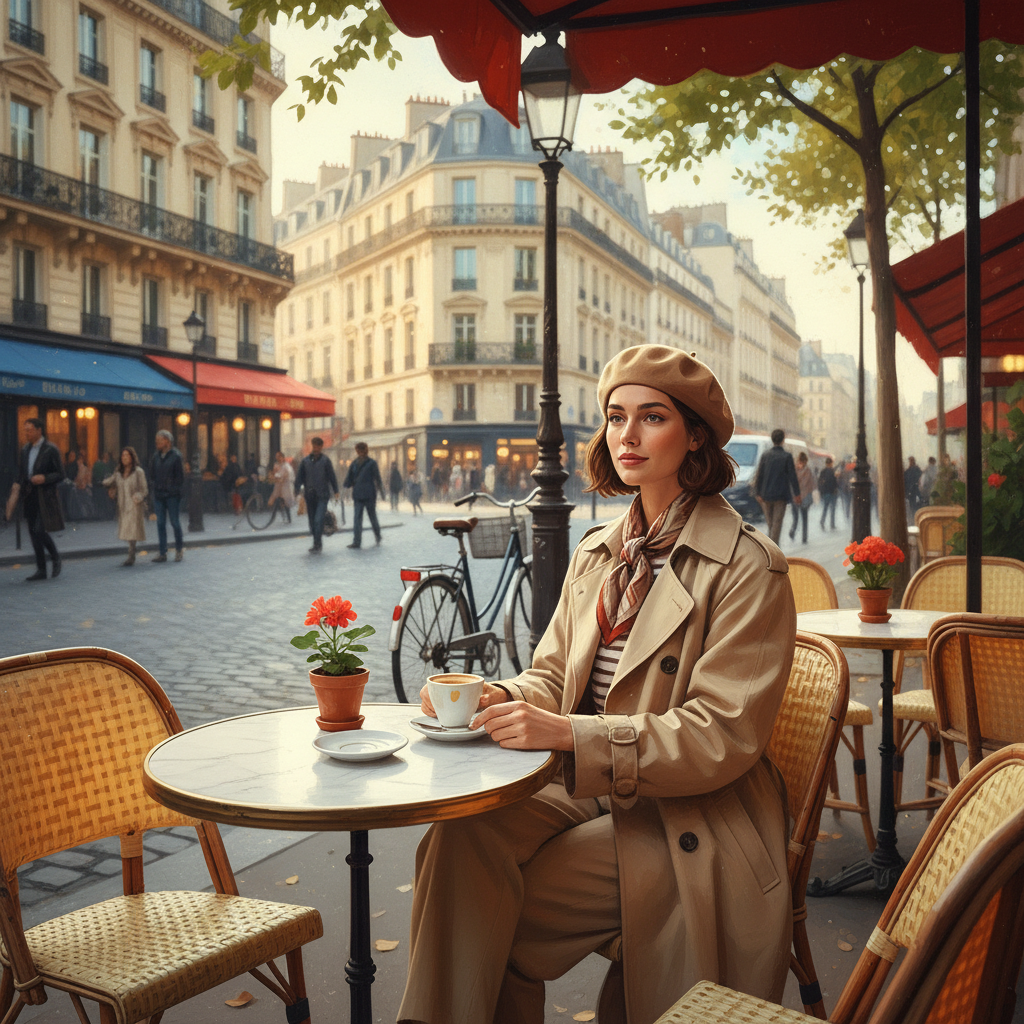 Parisian Cafe Freelancer AI Filter Portrait AI portrait example — Professional Headshots