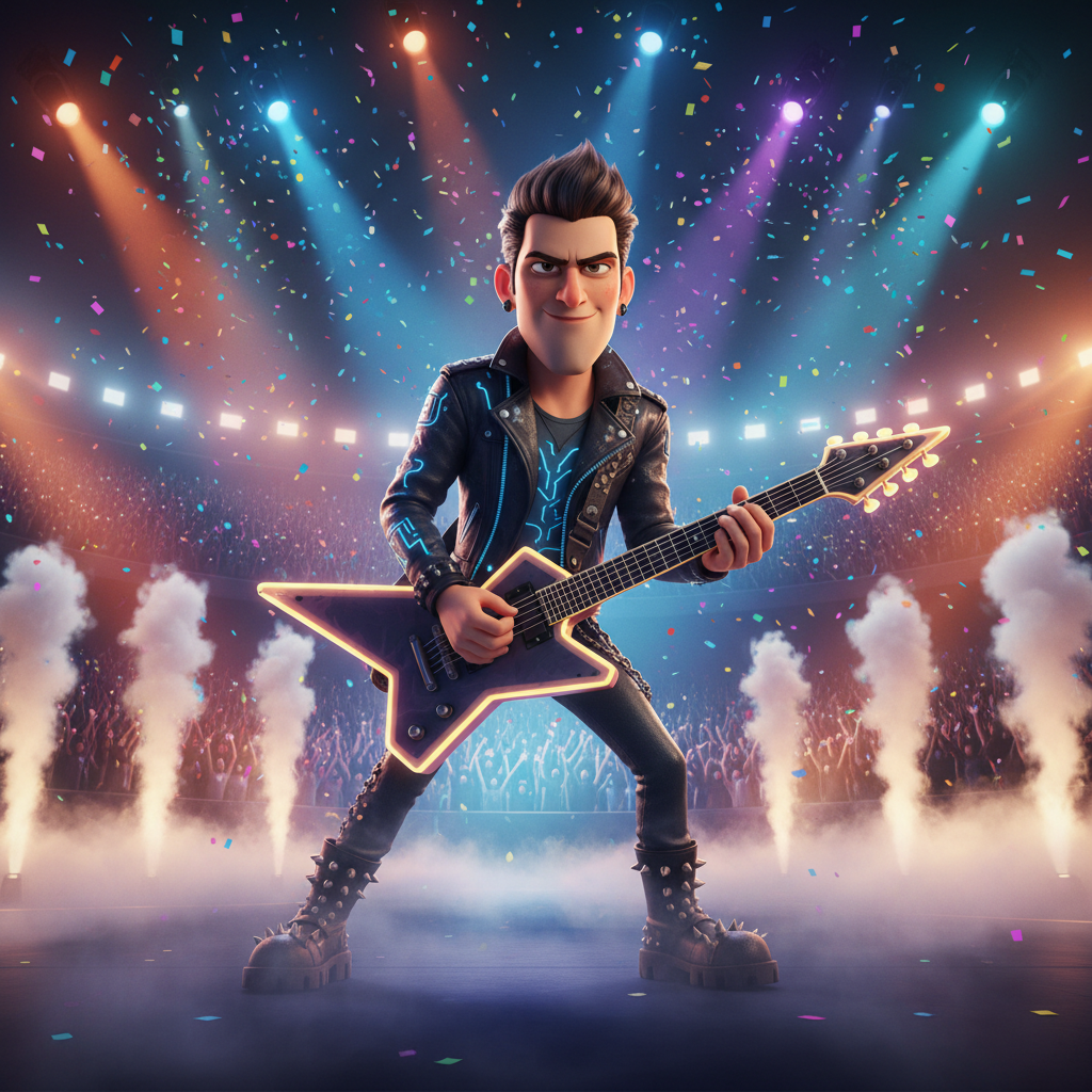 Punk Rock Pixar Concert Trend AI AI portrait example — Disney Pixar 3D