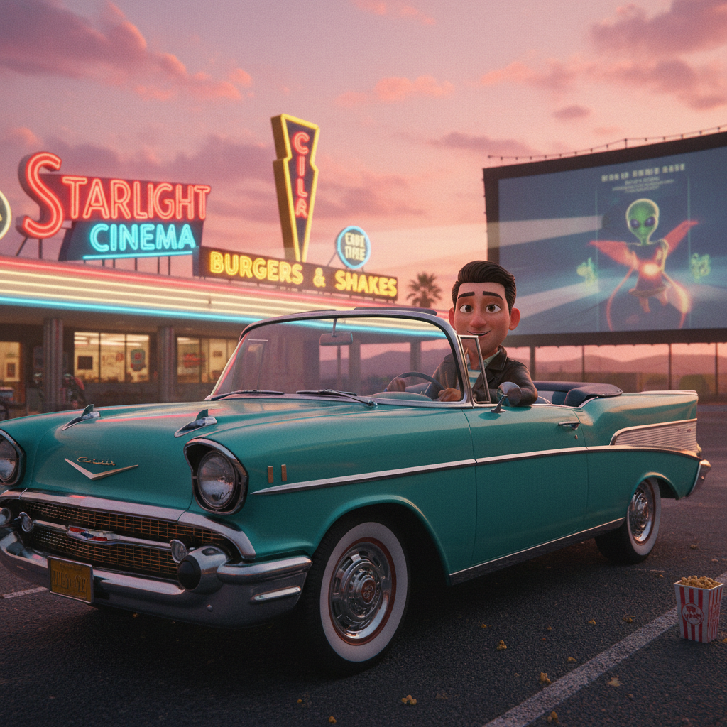 Retro Drive-In Pixar 50s Portrait AI AI portrait example — Disney Pixar 3D