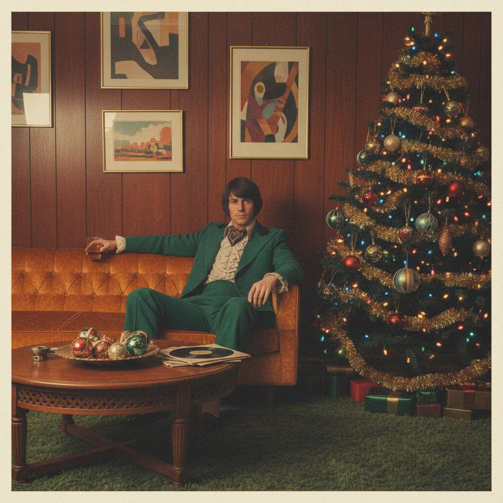 Retro Kitsch 70s Christmas Lounge AI AI portrait example — Seasonal & Holiday