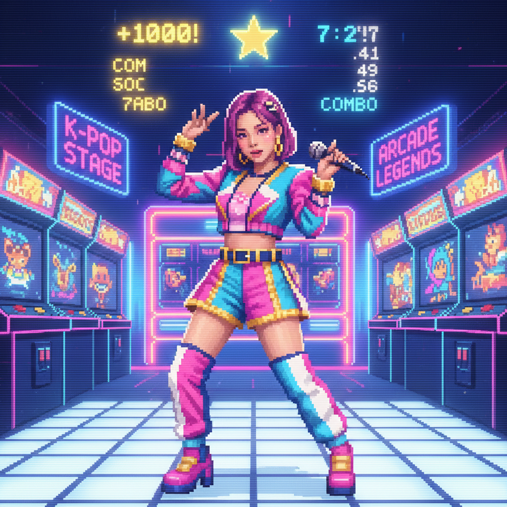 Retro Video Game 8-Bit Idol AI AI portrait example — K-Pop & Idol