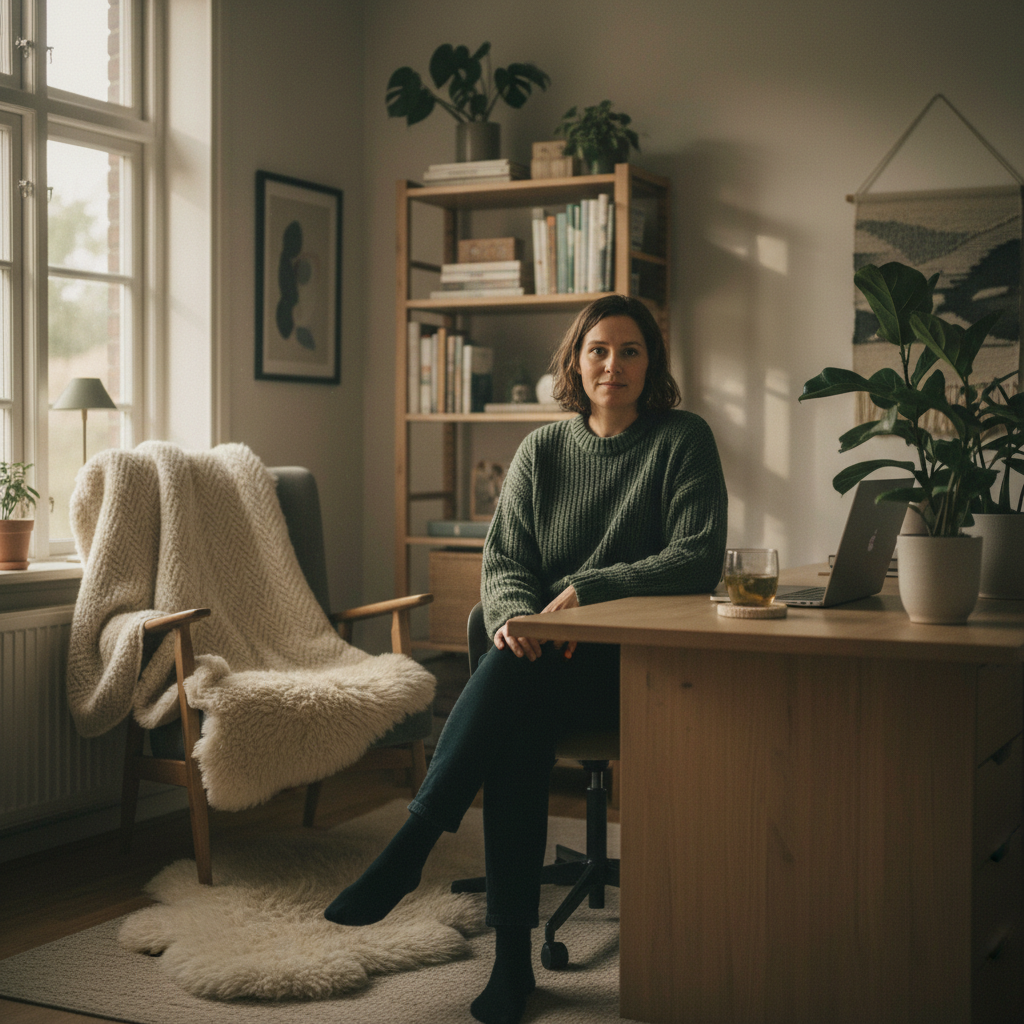 Scandinavian Hygge Home Office AI Trend AI portrait example — Professional Headshots