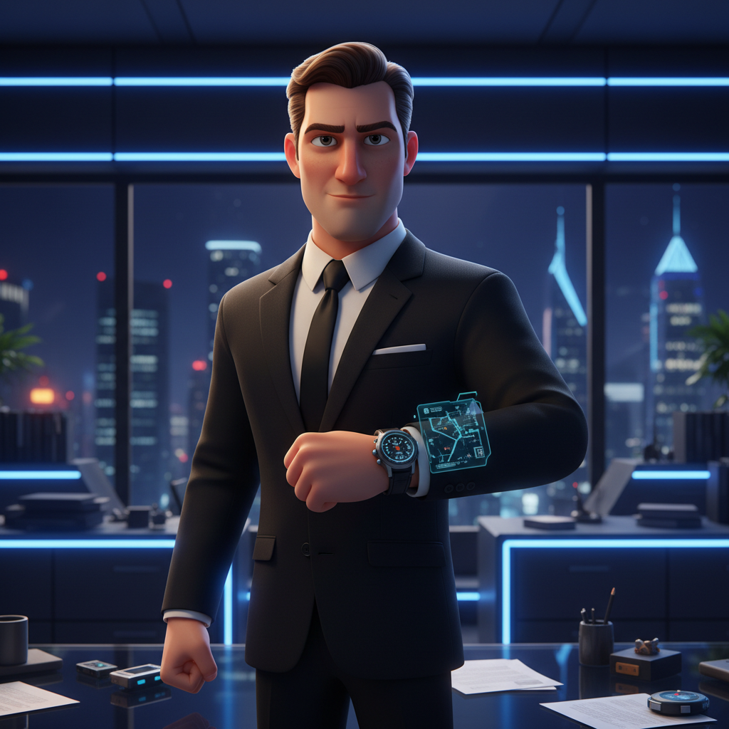 Secret Agent Pixar Spy Style AI AI portrait example — Disney Pixar 3D