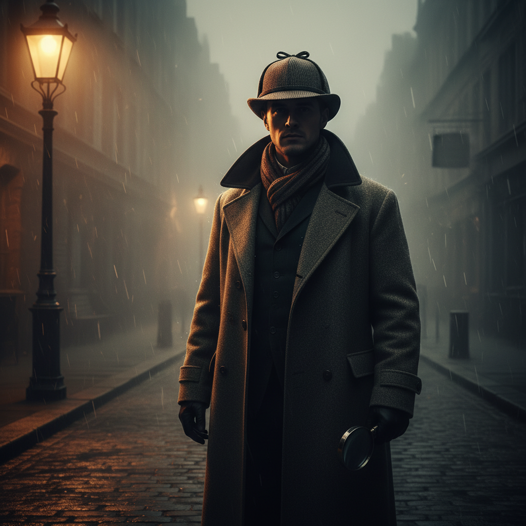 Sherlock Holmes Victorian London Fog AI Portrait AI portrait example — Cinematic & Movie Poster