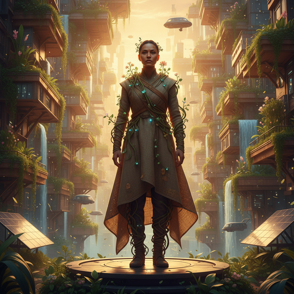 Solarpunk Botanical Future AI Trend AI portrait example — Fashion & Editorial