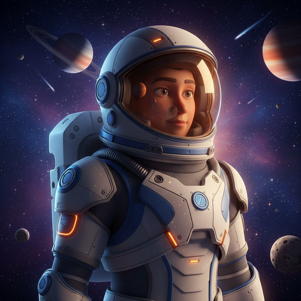 Space Explorer Pixar 3D Trend AI AI portrait example — Disney Pixar 3D