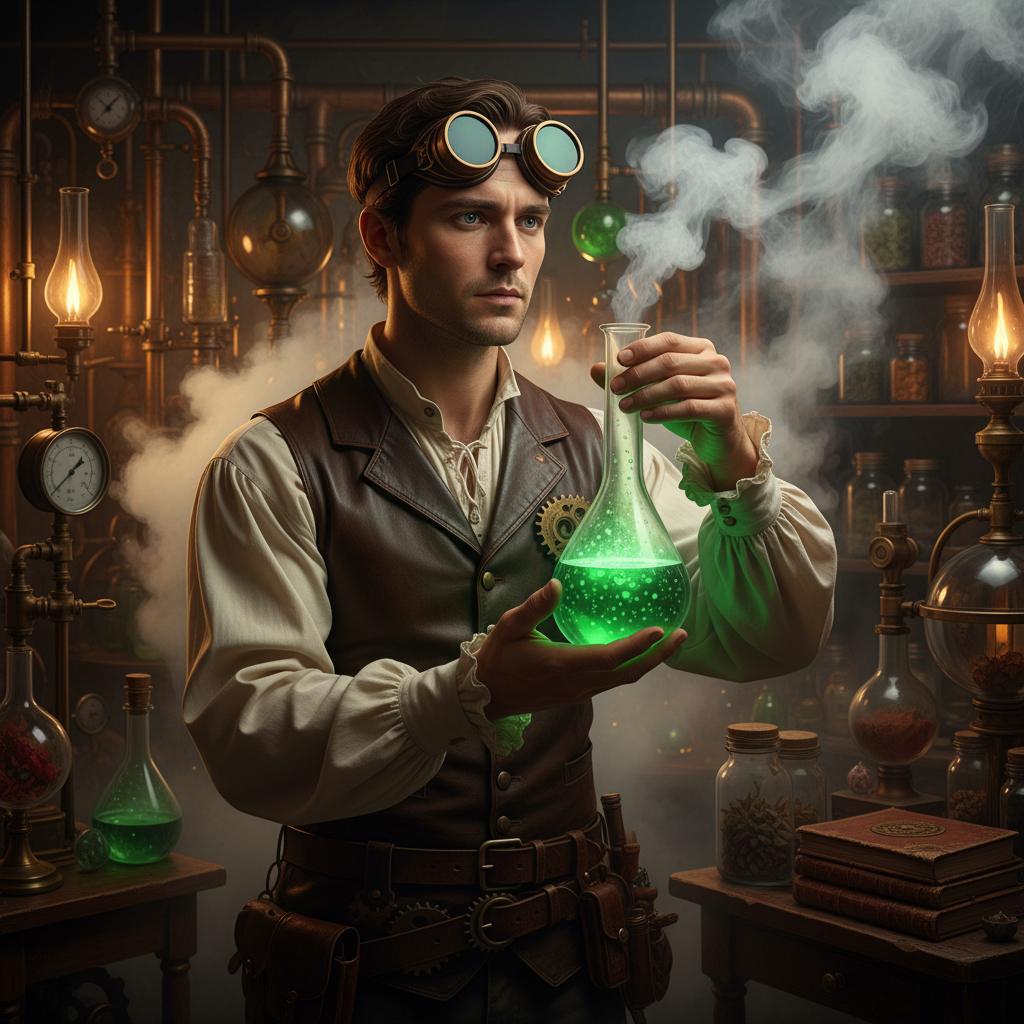 Steampunk Clockwork Alchemist AI Portrait AI portrait example — Fantasy & Cosplay