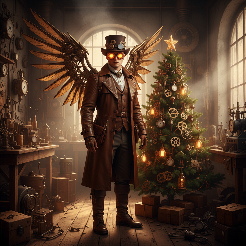 Steampunk Industrial Brass Christmas AI Portrait AI portrait example — Seasonal & Holiday