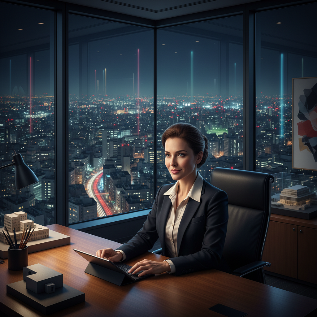 Tokyo High-Rise Night Glass Office AI AI portrait example — Professional Headshots