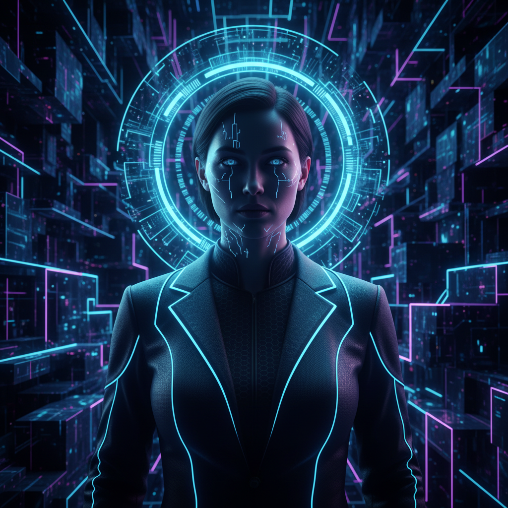 Tron Legacy Blue Grid AI Portrait AI portrait example — Cinematic & Movie Poster