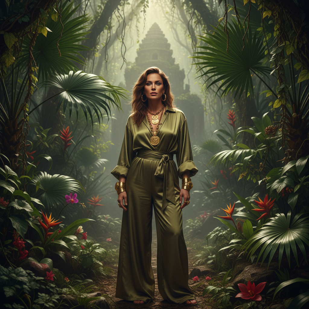 Tropical Safari Glamour AI Editorial AI portrait example — Fashion & Editorial