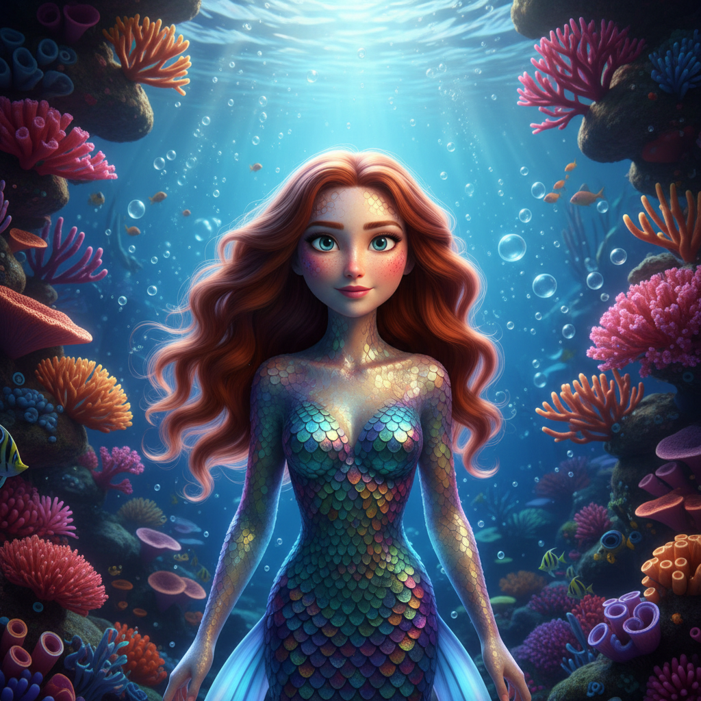 Underwater Mermaid Pixar 3D Portrait AI AI portrait example — Disney Pixar 3D