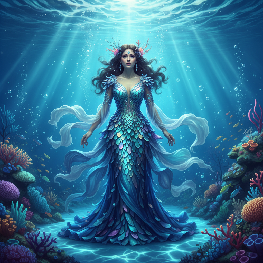 Ethereal Underwater Mermaidcore AI Portrait AI portrait example — Fashion & Editorial