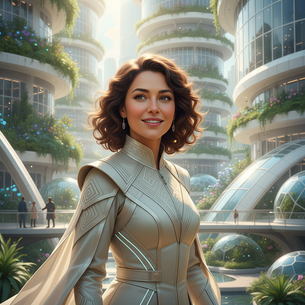 Utopian Solarpanel Eco Future Portrait AI AI portrait example — Cyberpunk & Future