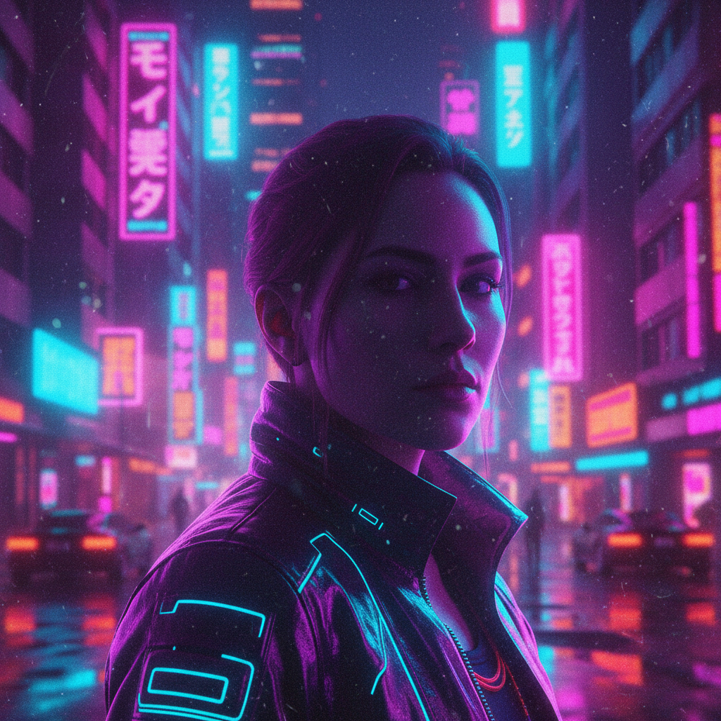 Vaporwave Tokyo Nightlife AI Portrait AI portrait example — Cyberpunk & Future