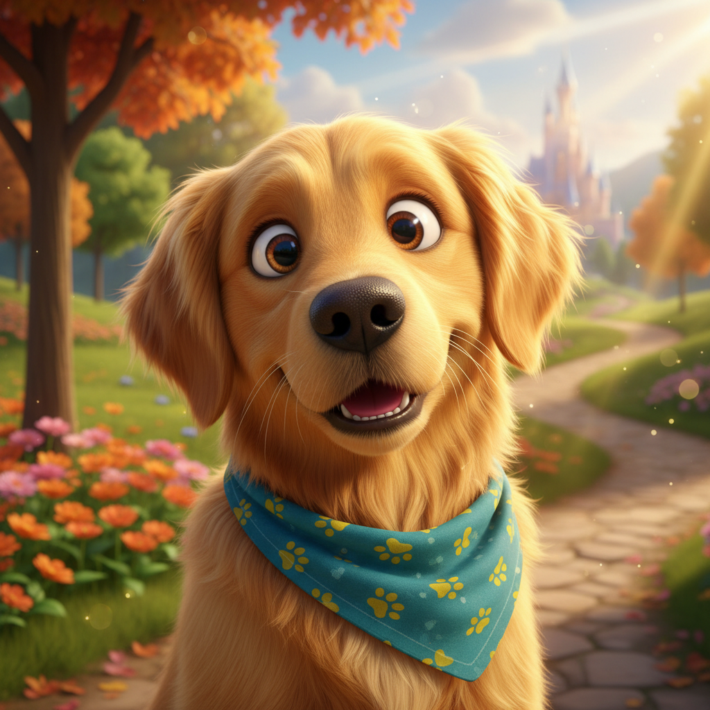 Vibrant 3D Pixar Style Pet Portrait AI AI portrait example — Disney Pixar 3D