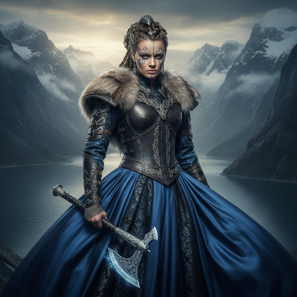 Viking Nordic Warrior Couture AI Trend AI portrait example — Fashion & Editorial