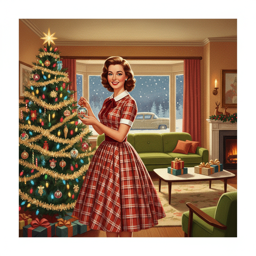 Vintage 1950s Americana Christmas Portrait AI AI portrait example — Seasonal & Holiday