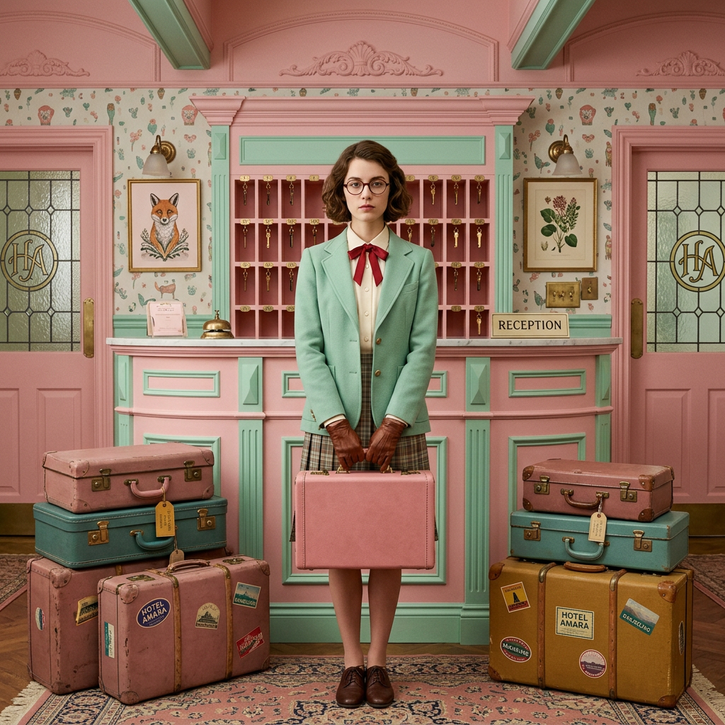 Wes Anderson Pastel Cinema Holiday AI AI portrait