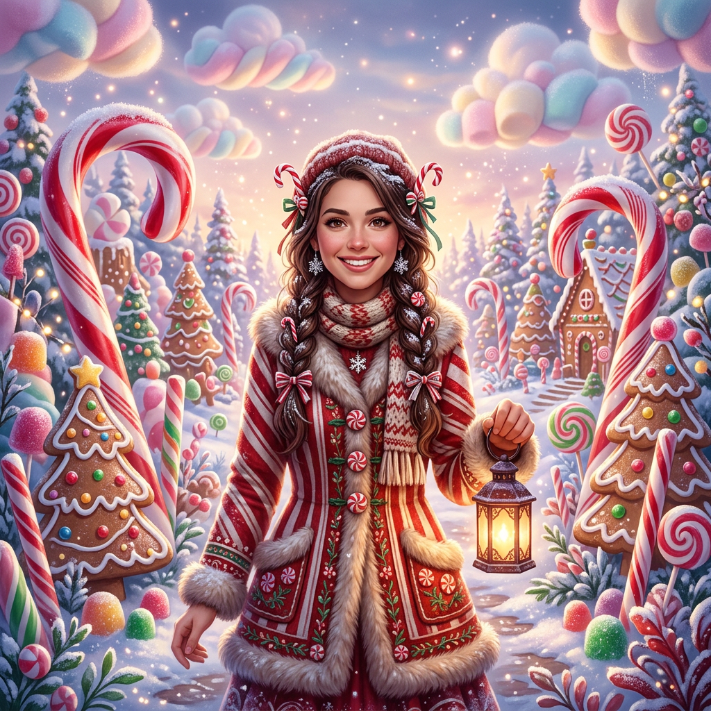 Whimsical Candy Cane Forest AI Trend AI portrait
