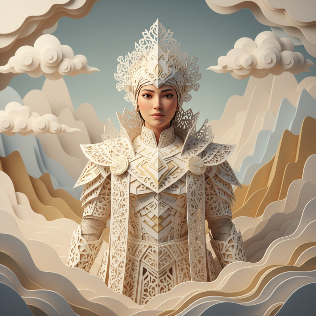 Whimsical Papercraft Wonderland AI Portrait AI portrait example — Fashion & Editorial