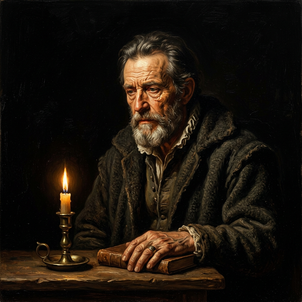 Baroque Candlelight Shadow AI Portrait AI portrait example — Fine Art & Painting
