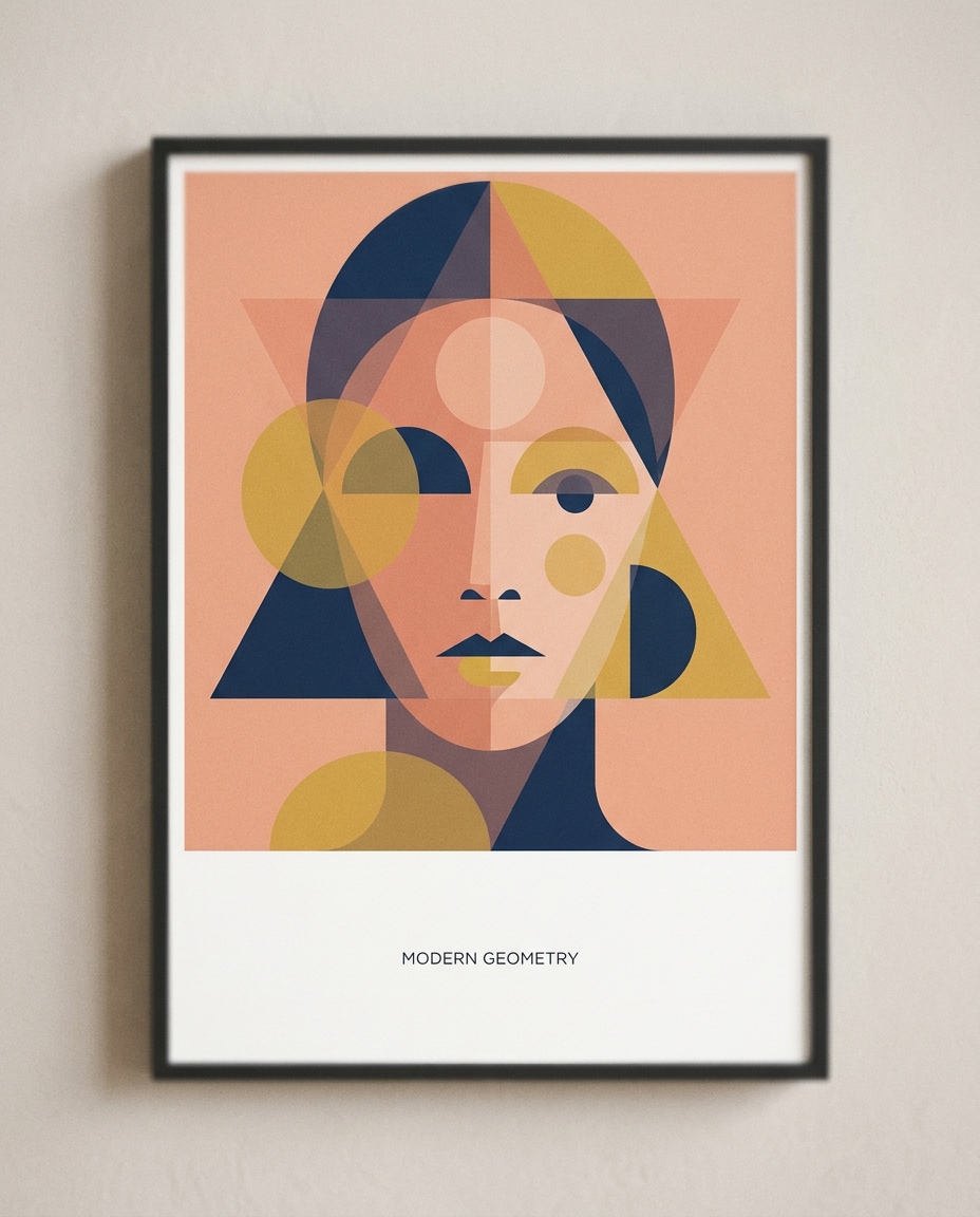 Abstract Face Geometry AI portrait — Geometric Poster Prompts
