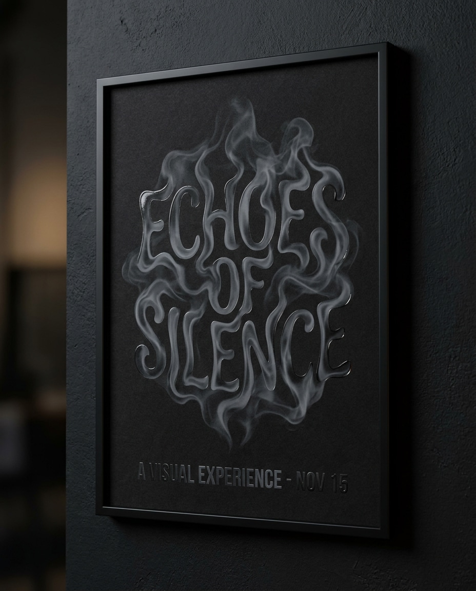Abstract Smoke Typography AI portrait — Gemini AI Dark Aesthetic Poster Prompts