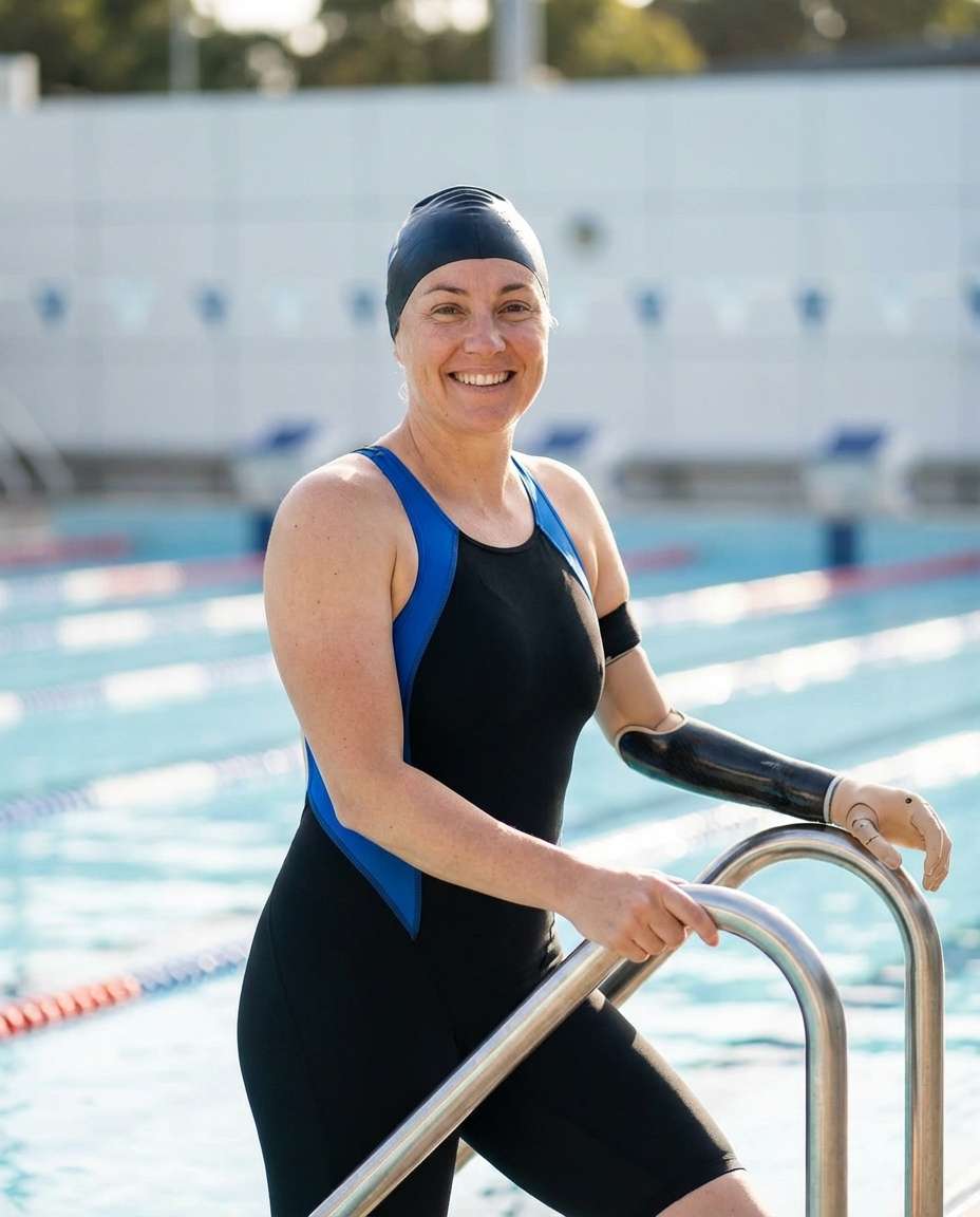 Adaptive Swimmer Portrait AI portrait example — Gemini AI Swimmer Photo Prompts