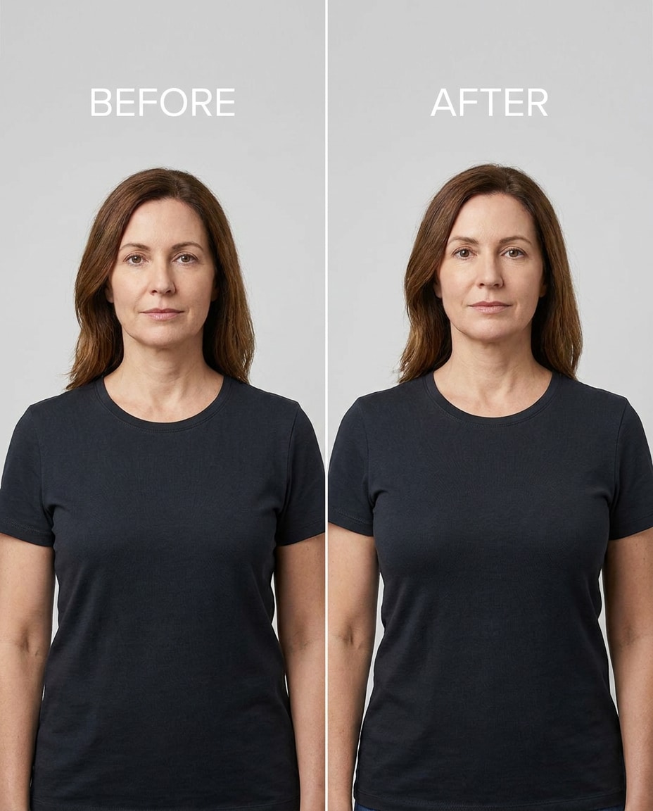 Adjusted Posture Illusion AI portrait example — AI Breast Expansion Prompts for Gemini & ChatGPT: 25+ natural retouch ideas