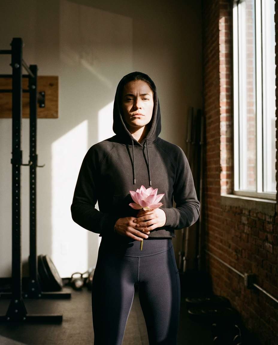 After Workout Lotus Fit AI portrait example — AI Lotus Flower Photo Prompt