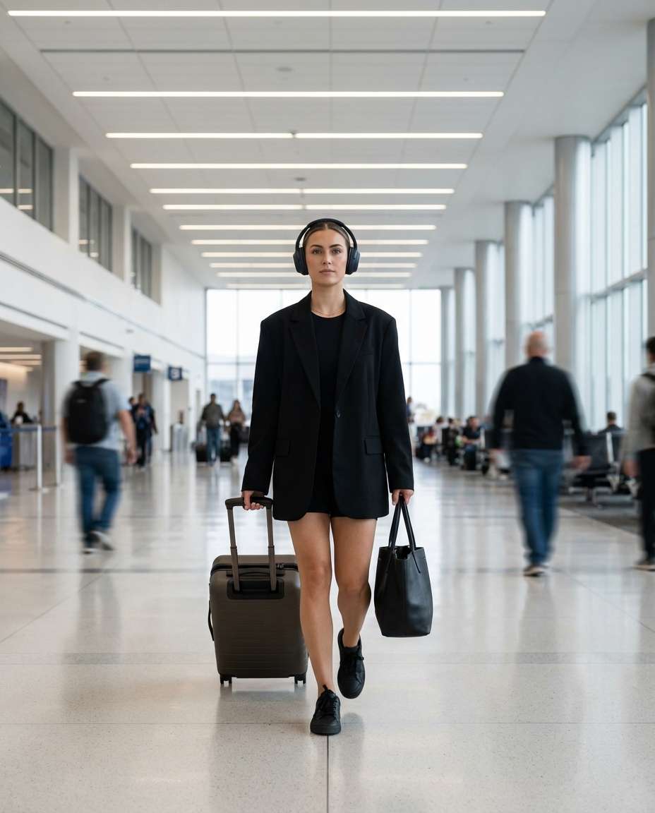 Airport Candid Chic AI portrait example — AI Travel Photography Prompt