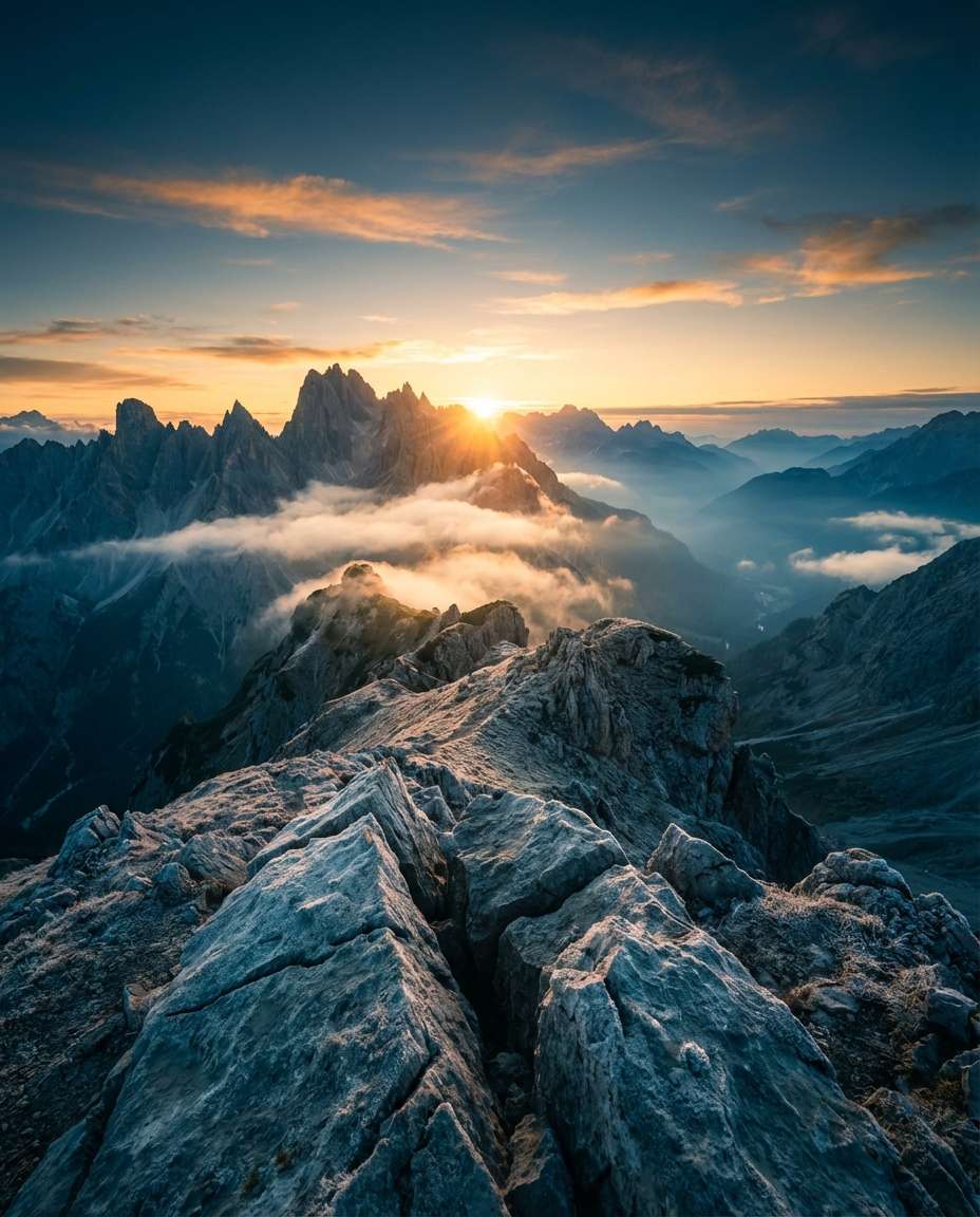 Alpine Sunrise Ridge AI portrait