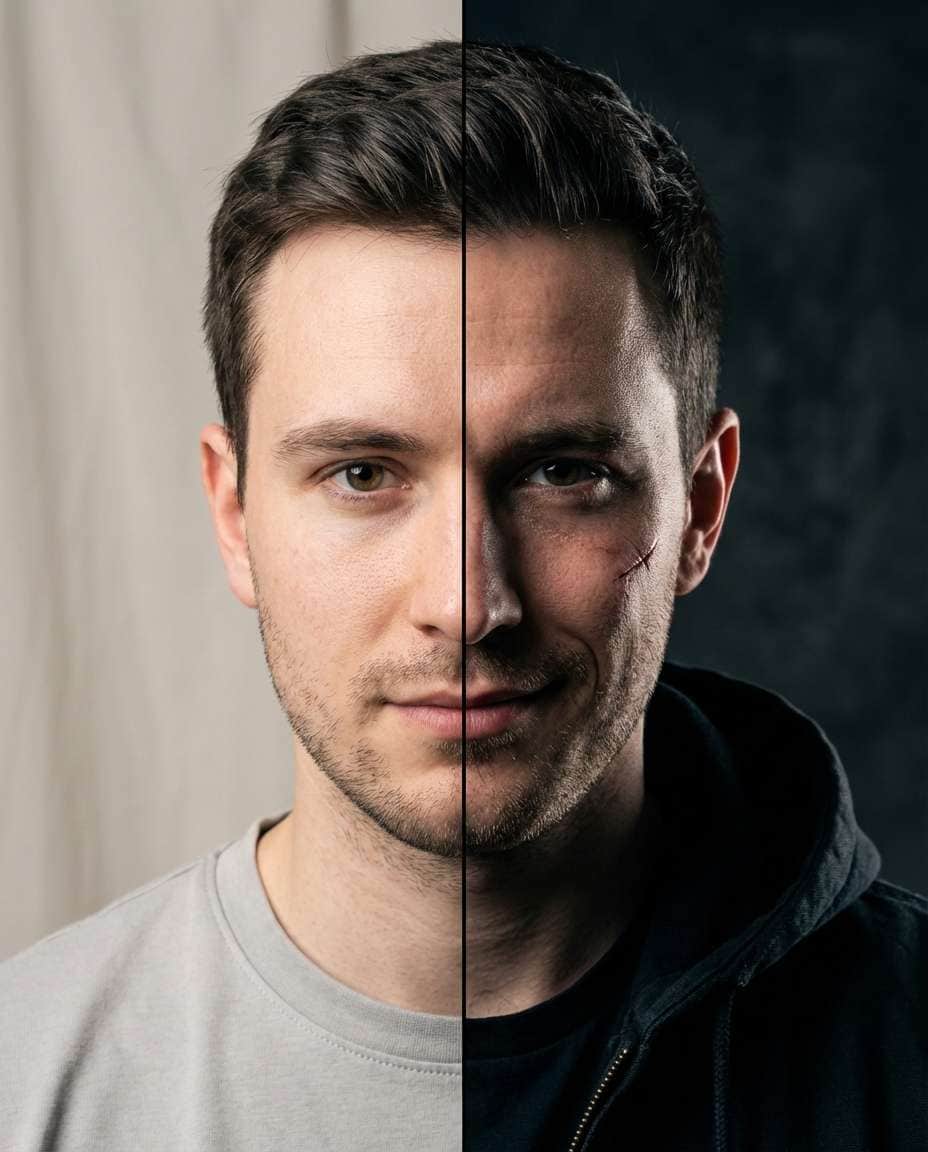 Alter Ego Split Face AI portrait