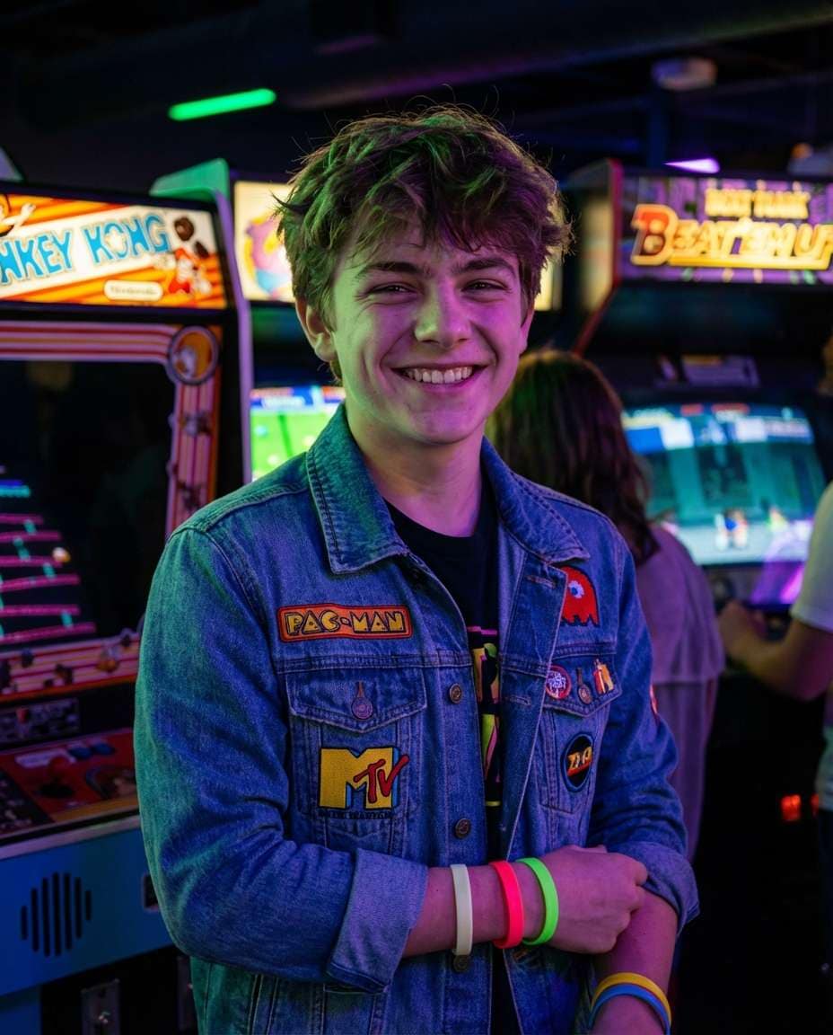 Arcade Glow Portrait AI portrait example — AI Neon Light Effect Photo Prompt