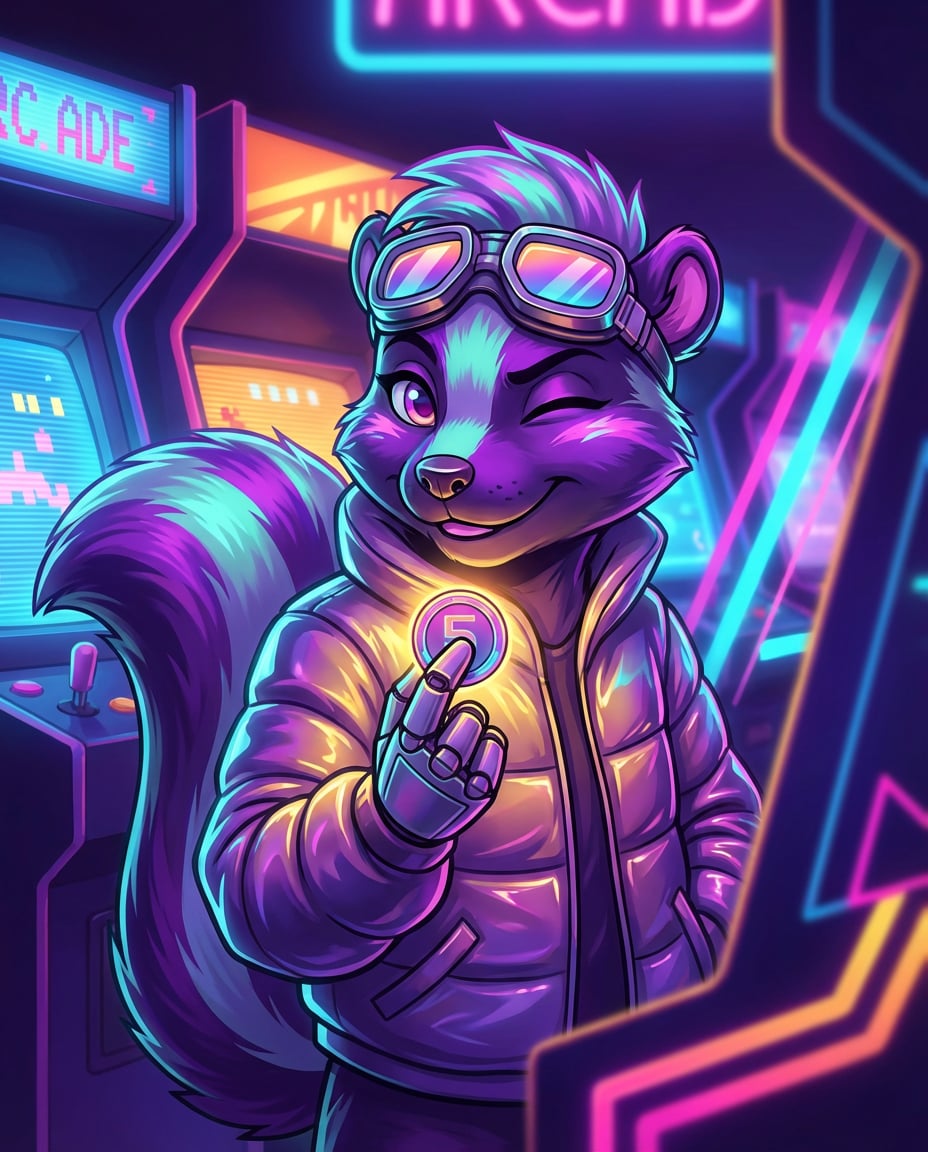 Arcade Neon Glow AI portrait example — Gemini AI Furry Prompt