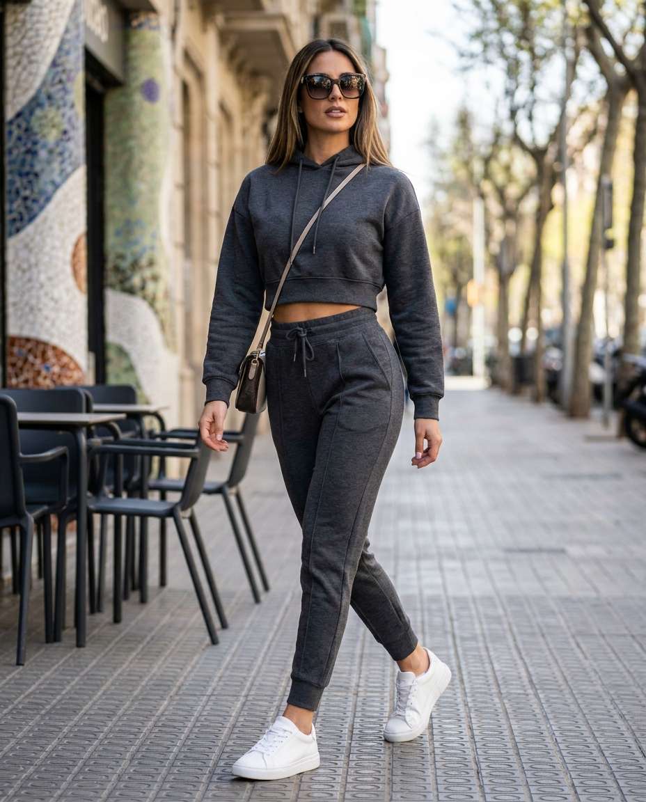 Athleisure Runway AI portrait — Gemini AI Barcelona Hoodie Prompt